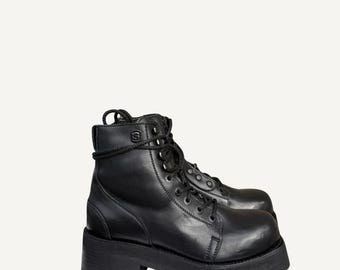 Chunky Black Combat Boots - Deadstock