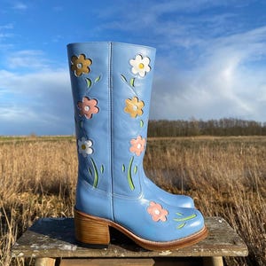 Flower Boots Blue