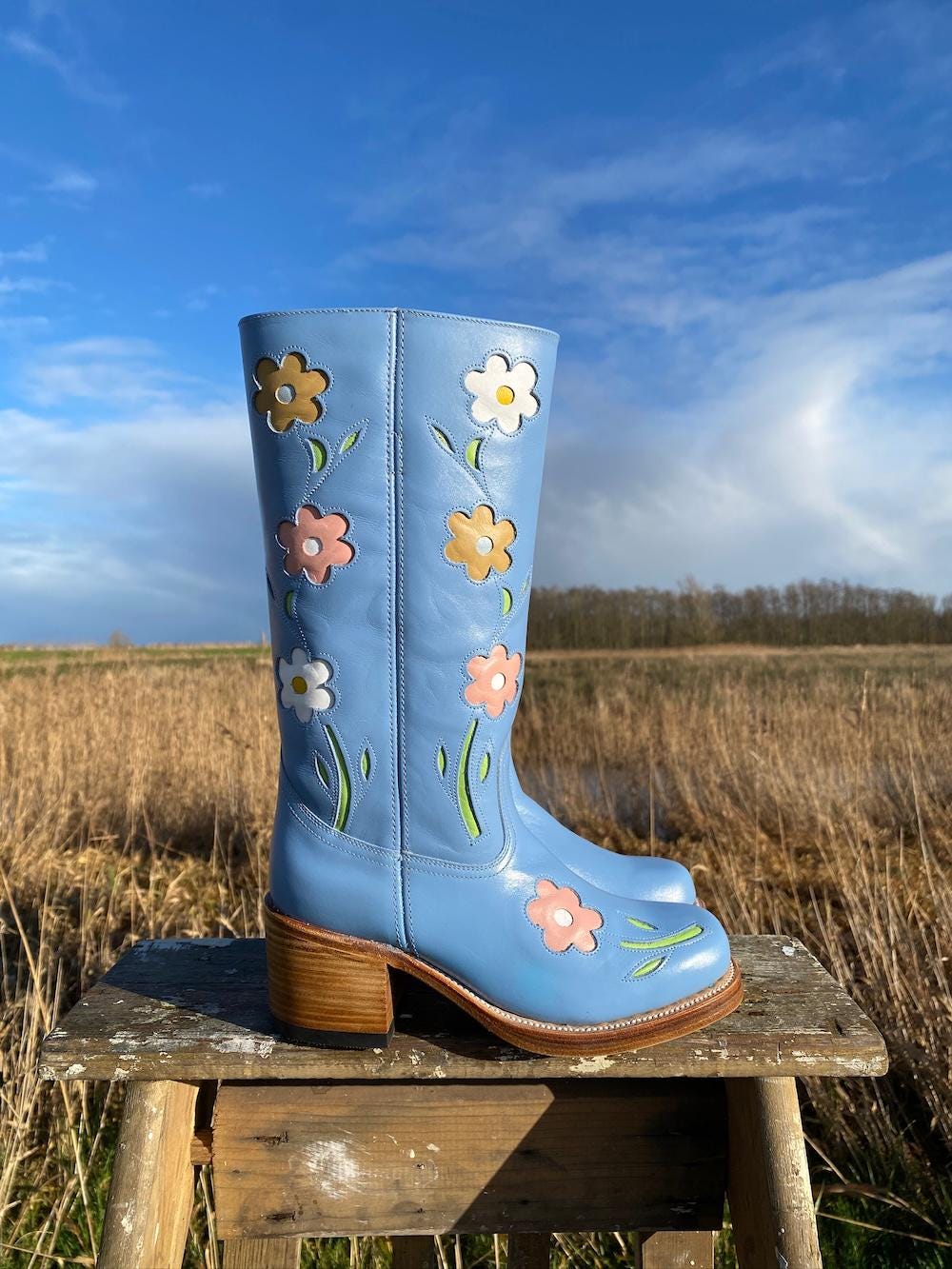 Flower Boots Blue - Etsy