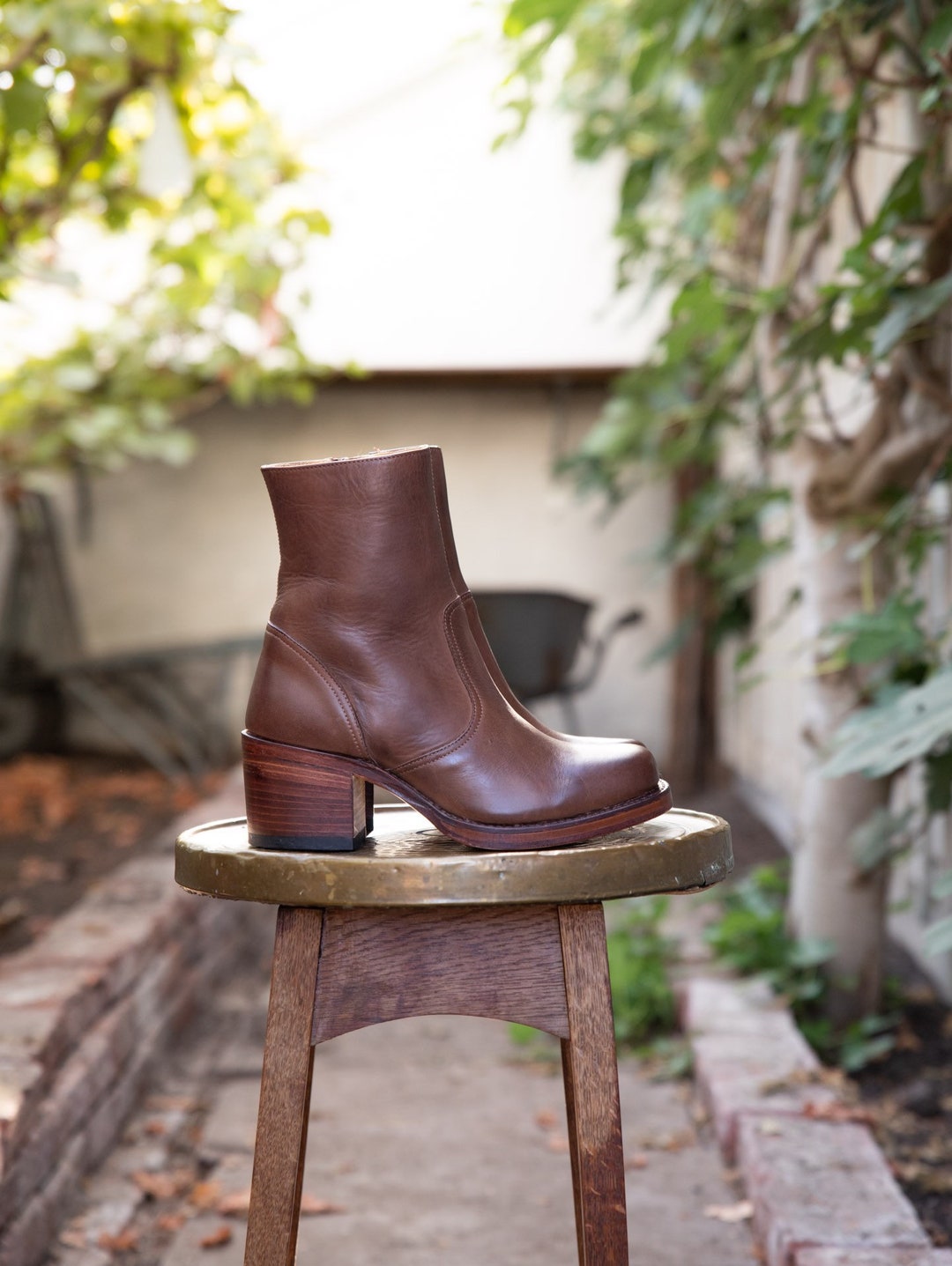 brown chunky ankle boots