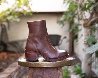 Chunky Ankle Boots in Dark Brown