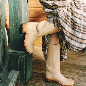 Chunky Boots in Camel Low Heel image 6