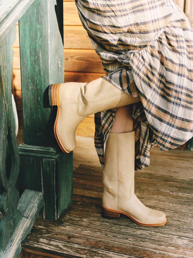 Chunky Boots in Camel Low Heel image 6