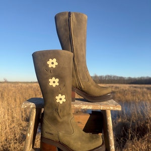 Platform Flower Boots Military Green image 2