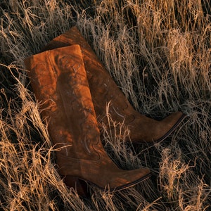 Tall Suede Eve Boots with Flowers