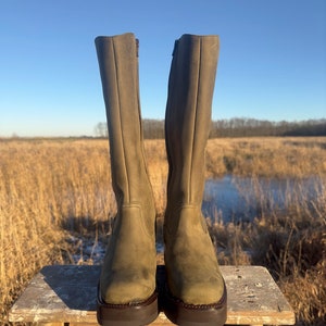 Platform Flower Boots Military Green image 4