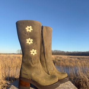 Platform Flower Boots Military Green image 3