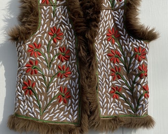 Full Embroidered Afghan Sheepskin Waistcoat Sabeen
