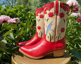 Colibri Boots Red  Bird | flower