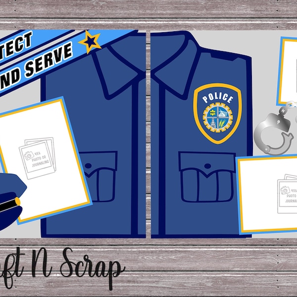 Scrapbook Double Page Layout - To Protect And Serve - Police Page Kit