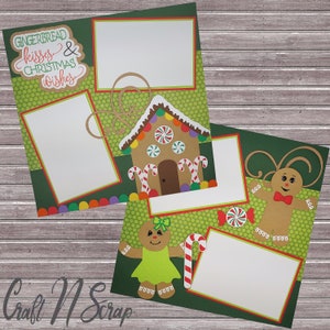 Gingerbread House Scrapbook Kit – Holiday Double Page Layout with Precut Gingerbread Kids
