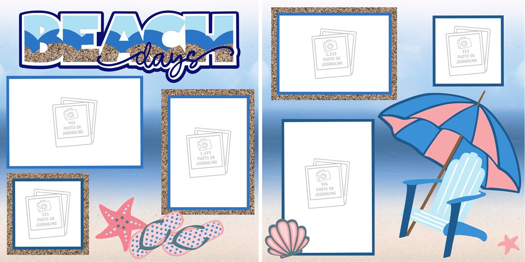 Scrapbook Page Kit Beach Days Double Page Layout Precut - Etsy
