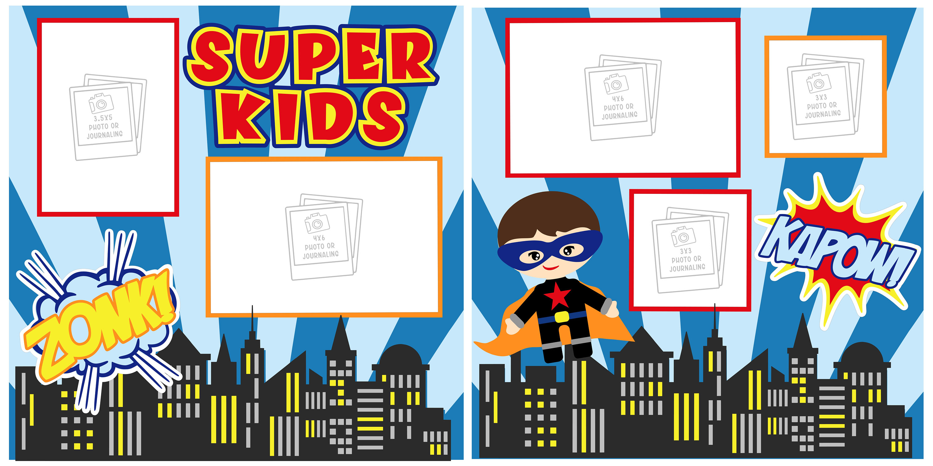 Superhero Scrapbook Kit for Kids - Double Page Layout, Precut Comic…