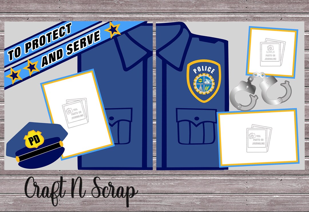 Scrapbook Double Page Layout to Protect and Serve Police Page Kit Etsy