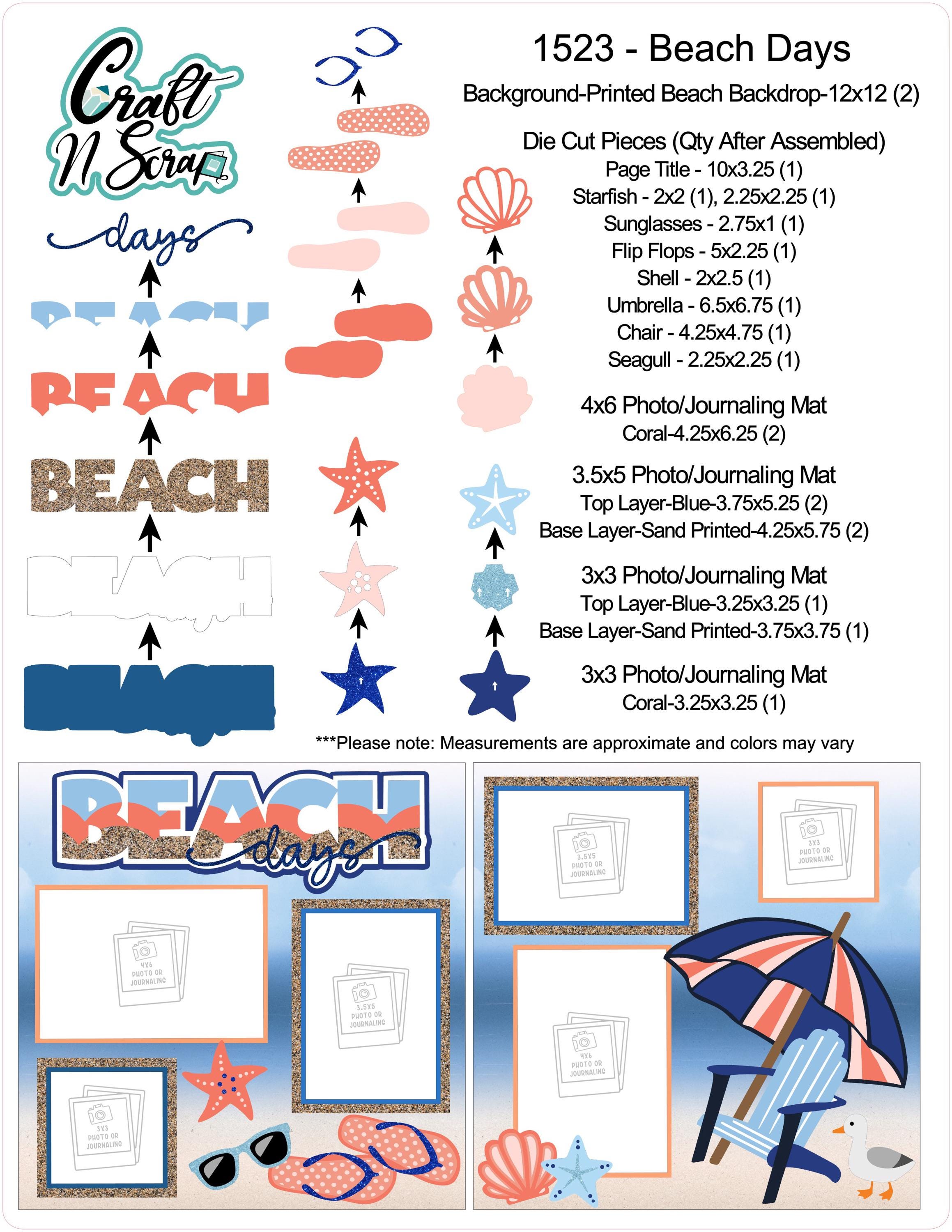 Beach Days Scrapbook Kit – Summer Vacation Scrapbooking Layout - Etsy