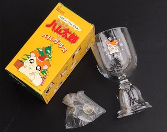 Showa Retro Vintage 90&#39;s Tall Champagne Drinking Glass Hamster Cartoons