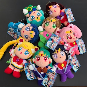 RARE! Vintage 1995s Set of 8 pcs. Doll Anime Manga Japan , Showa Retro , Second hand , Gift for him , Gift for her , Girl doll , Boy gift
