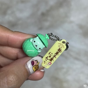Vintage Japanese Cartoons Mini Nyan Nyan Nyanko Keychain 0.8&quot; , Second hand , Mini cat , Gift for her , Cat keychain , Ball chain , Gift for