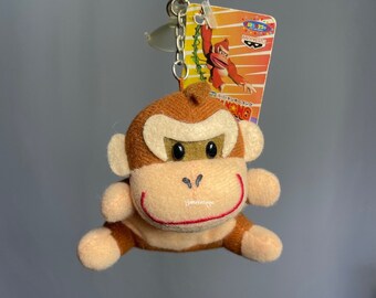 Vintage 1995s Monkey Kong Keychain Plush 3" , Stuffed toys , Stuffed doll , Games , Anime , Cartoons , Cute , Gift , Second hand , Ballchain