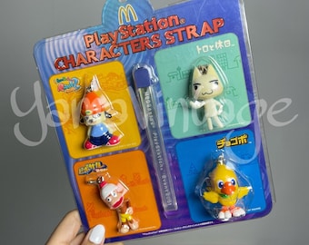Vintage 2001s Characters Strap Figure Keychains , Doko Demo Issyo , Parappa Rapper , Chocobo  , Ape escape , Collectibles , Second Hand