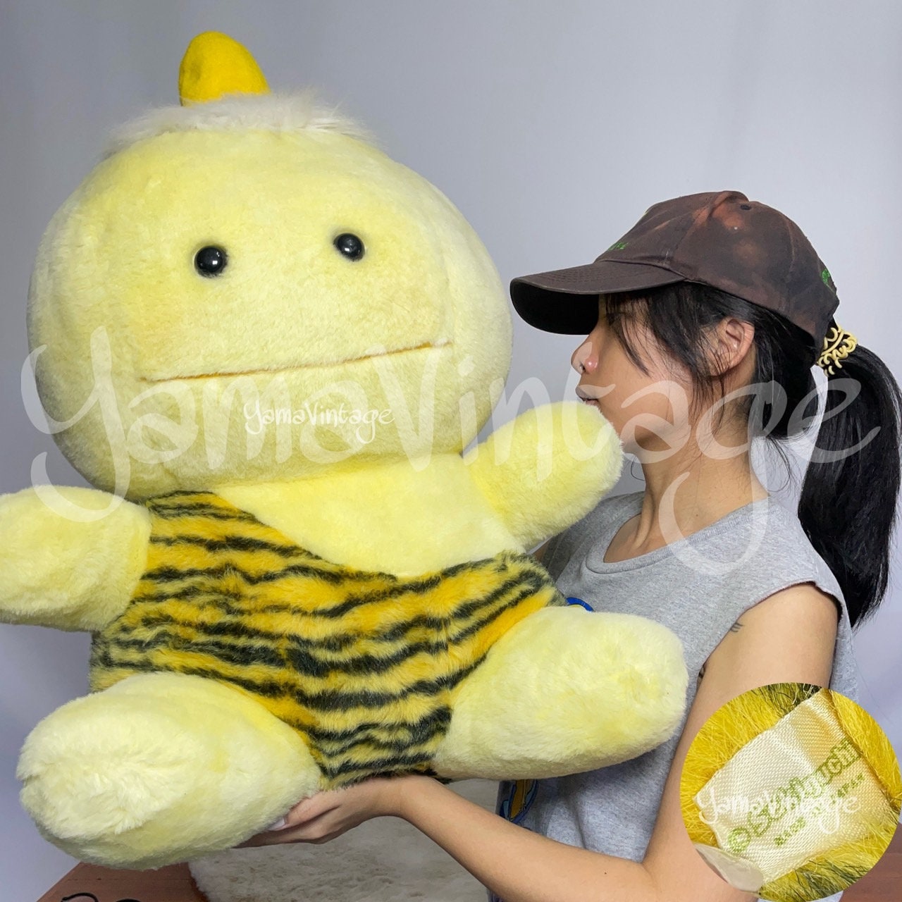 Vintage 1980s Yellow Pikapon Sekiguchi Plush 26