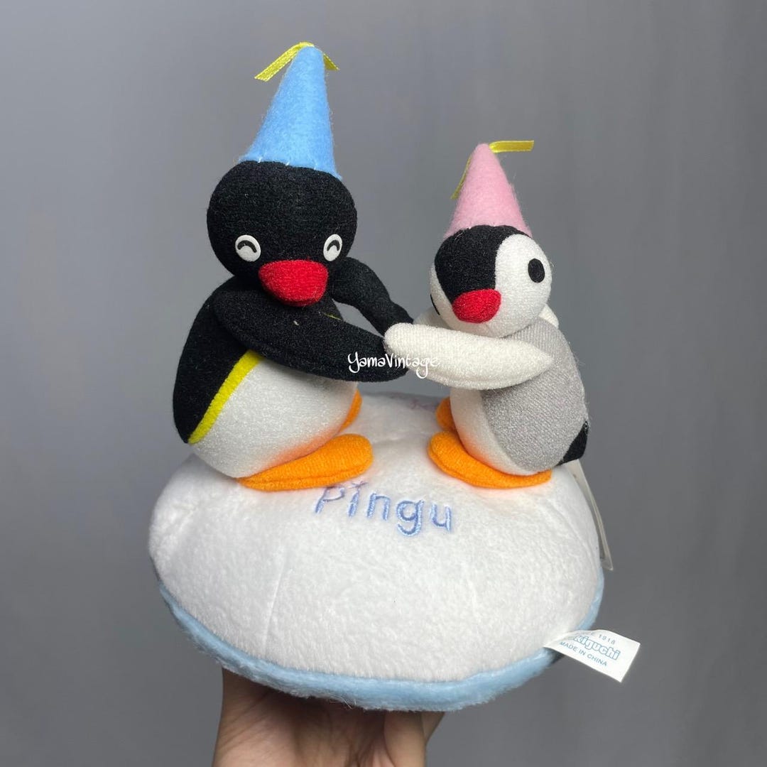 平成レトロ　CUE CLUB ペンギン　ぬいぐるみ　中古品　1990 Vintage 1990-2000s Music Box Plush , Second Hand , Christmas