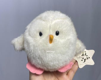 RARO! Peluche gufo Ofu vintage del 1984 da 4,5 pollici, cane Umekichi, giocattolo orientale, animale di peluche, di seconda mano, peluche, uccello, gufo bianco, animali