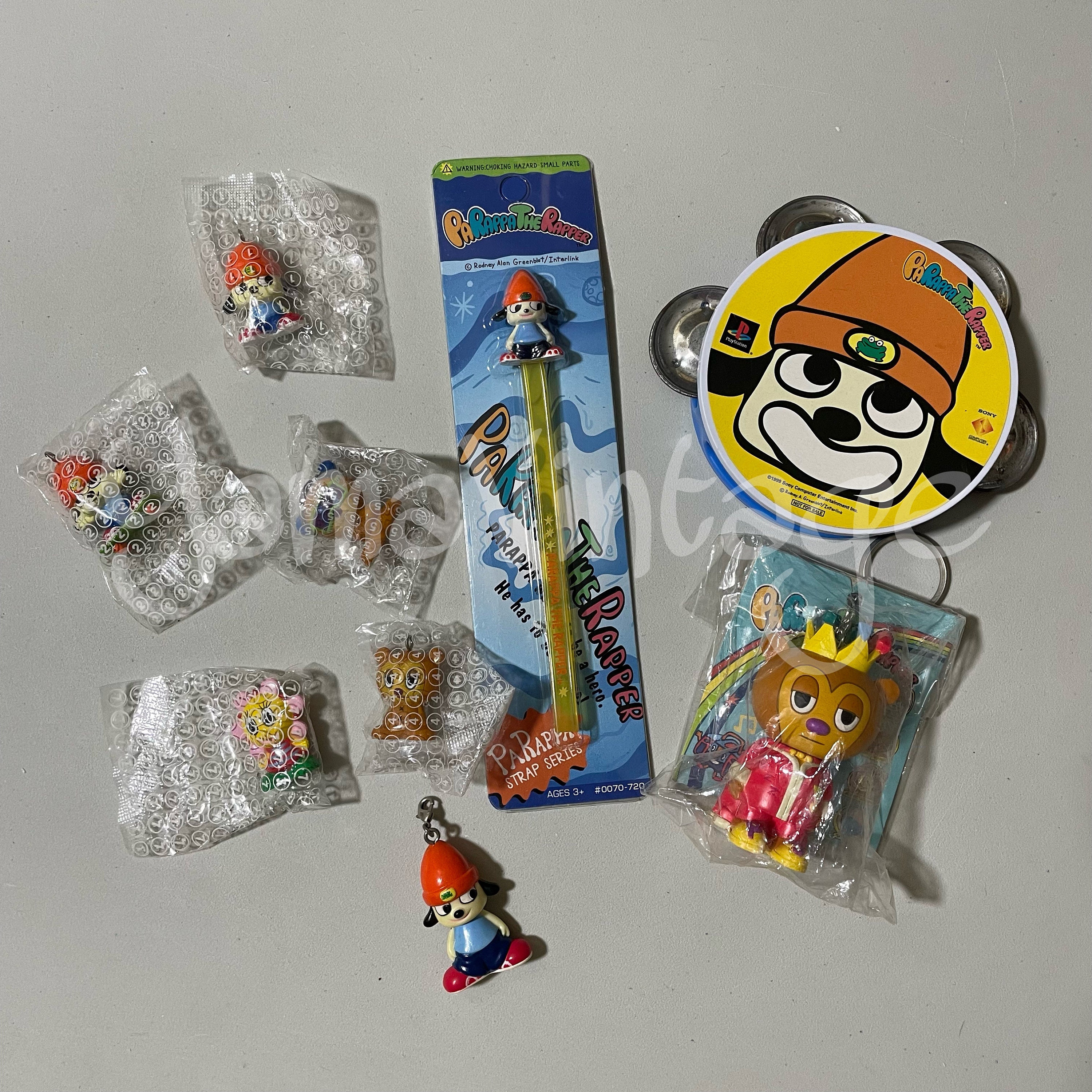 Rare PaRappa the Rapper Figure and key chain Toy 6 set in box Sunny Funny