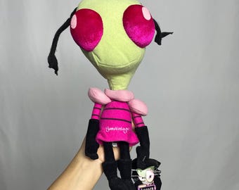 Peluche Zim de 12" Vintage 2002 Dibujos animados Terror Comedia Alien ¡RARO!
