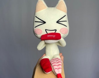 Vintage 2001s Toro Inoue Plush 8.5" ,  Second Hand , Stuffed toy , Gift for you , Birthday gift , Y2K , Vintage japan , White cat plush doll