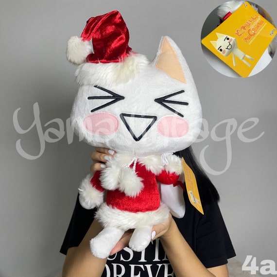 Vintage 2000s Toro Cat Christmas Plush, Anime Stuffed Toy (16-17 inches)