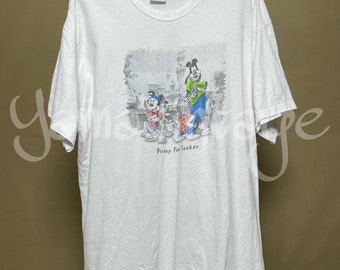 Camiseta vintage dos anos 90 com desenhos animados da Disney, Mickey, Donald e Pateta, tamanho XL