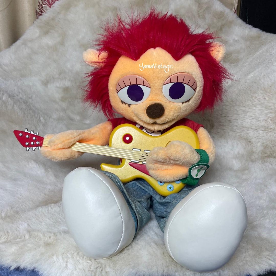 RARE! Vintage 1990s-2000s Um Jammer Parappa Plush Toy Play Guitar