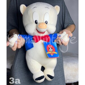 Vintage 1998s Porky Pig Felpa Sekiguchi Animales de peluche Cute Kawaii 1990s Juguetes de peluche Coleccionables Dibujos animados VTG Regalo Felpa Cumpleaños del hijo