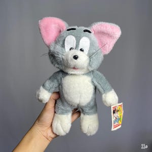 Vintage 1992s Tom Cat Plush 9" Second hand, Grey cat, Jerry , Stuffed animal, Cartoons, Gift for kid, Gift for him, Son's birthday, Plushies