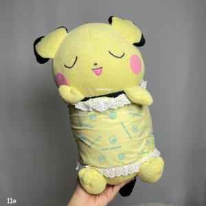 Vintage 2001s Pichu Sleepy Plush , Second hand , Anime , Cartoon anime japan , Vintage cartoons , Plush toy , Stuffed doll , Games gift