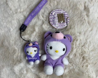 Vintage 1998s Kitty Keychains Plush , Mini keychain , Key Holder , Phone Holder , Keyring , Second hand , Japan cartoon , Lavender stuff