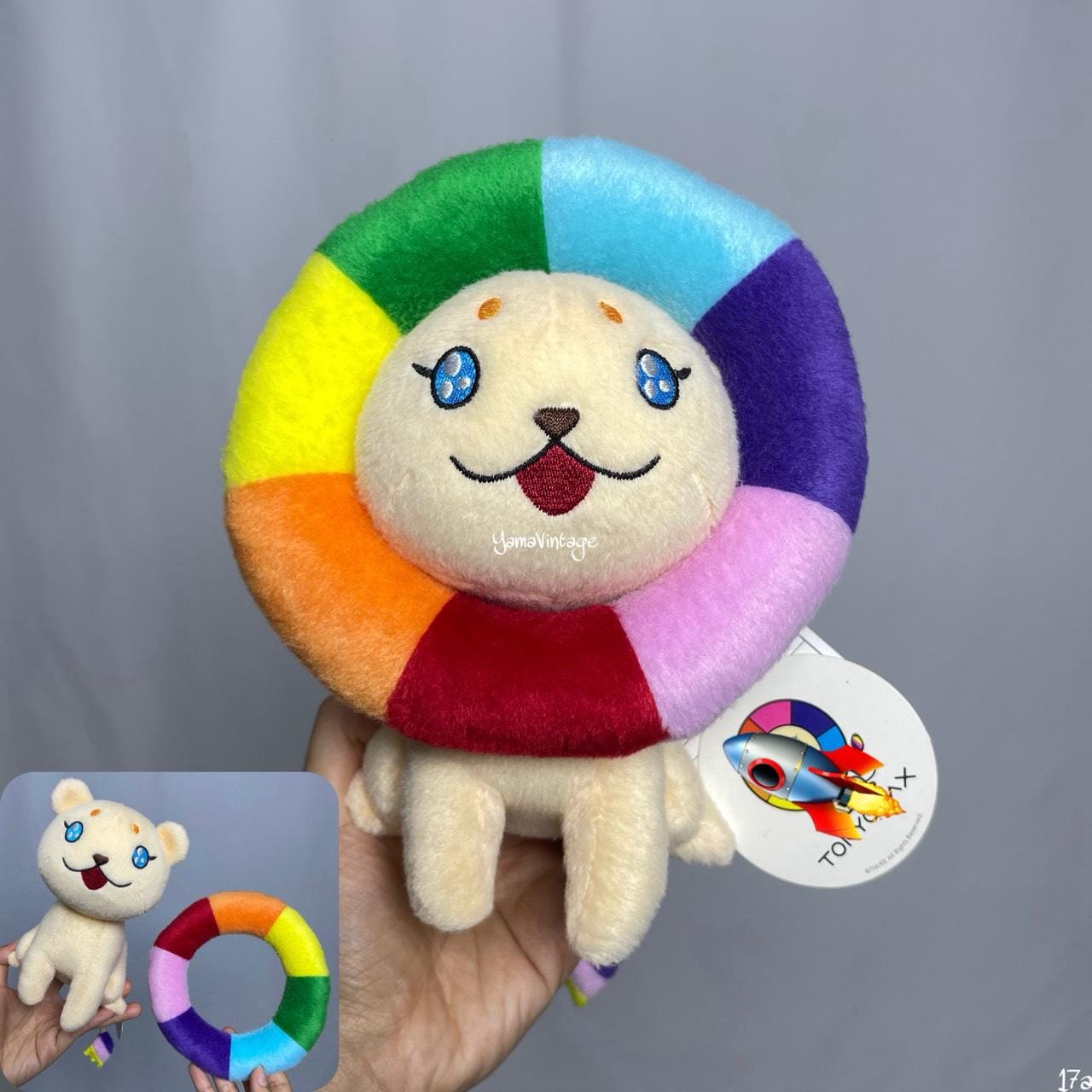 Peluche coussin coussin fleur Takashi Murakami 60 cm bleu x noir kaikai