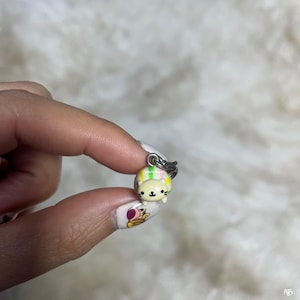 Vintage Japanese Cartoons Mini Nyan Nyan Nyanko Zipper Keychain 0.5&quot; , Second hand , Mini cat , Gift for her , Cat keychain , Ball chain