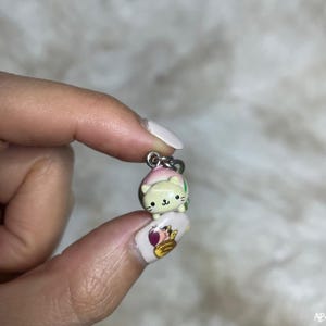Vintage Japanese Cartoons Mini Nyan Nyan Nyanko Zipper Keychain 0.5&quot; , Second hand , Mini cat , Gift for her , Cat keychain , Ball chain