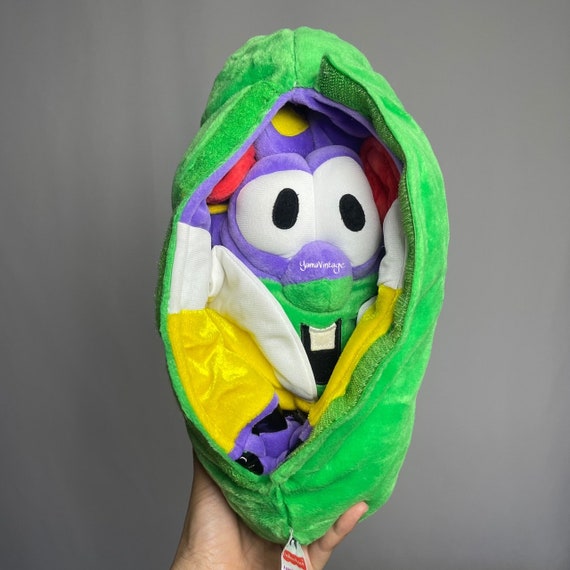 Vintage 2000s Larry Boy & Larry the Cucumber Plush Talking 2 in 1 Hero And Vegetables Size 12-13" Reversible Plush Y2K Stuffed Toys Gift for