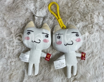Vintage 2001s DOKO DEMO ISSYO Toro Inoue (Sony Cat) Keychain Plush Mc 井上トロ Keyring Anime Japan Games French Fries Gift for You Ball Chain