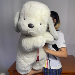 SELTEN!!! Vintage 1983er Umekichi Hundeplüsch 31-32&quot; Showa Retro, Second Hand, Welpe, Kuscheltiere, Weißer Hund, Hundeplüsch, Plüschtierpuppe