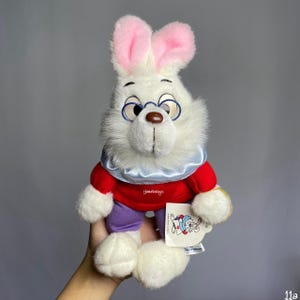 Vintage 1980s White Rabbit Alice Plush 10-11" Wyprodukowano w Tajlandii, Używany, Pluszowe zabawki, Pluszowa lalka, Kolekcjonerska kreskówka, Pluszaki