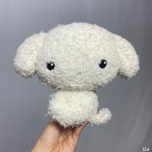 Vintage 2000 Cartoon Buru Buru Hund Plüschtier 6,5 ", Second Hand, weißer Hund, weißer Welpe, Hündchen, Anime Japan, Geschenk für sie, Sammlerstück