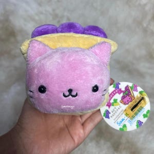 Vintage Japanese Cartoons Nyan Nyan Nyanko Grape Cake 6"  , Second hand , Cute cat , Cat plush , Mini plush , Stuffed animal , Gift for her