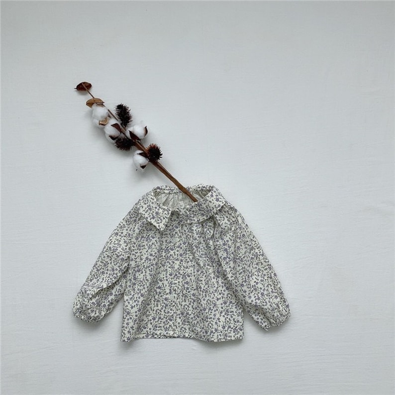 baby girl Cottage Flower Ruffle Collar Shirt toddler casual shirt peter pan collar unisex kids collared shirt baby tee