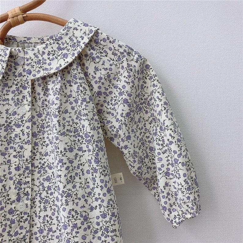 baby girl Cottage Flower Ruffle Collar Shirt toddler casual shirt peter pan collar unisex kids collared shirt baby tee