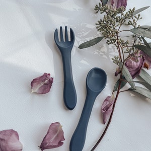 Set siliconen babybenodigdheden: voedingslepel en vork voor peuters, BPA-vrij