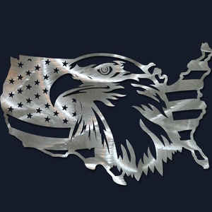 American Flag Eagle SVG Cut File, USA Eagle Flag Metal Sign, Patriotic Wall Art, CNC Laser Plasma Cut Files, American Eagle dxf, Eagle Metal image 2